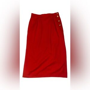 Vintage Lucia Deadstock: Size 14 Red Skirt (10% Wool)